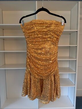 Betsey Johnson Evening Y2K Gold Sequin Mini Dress
